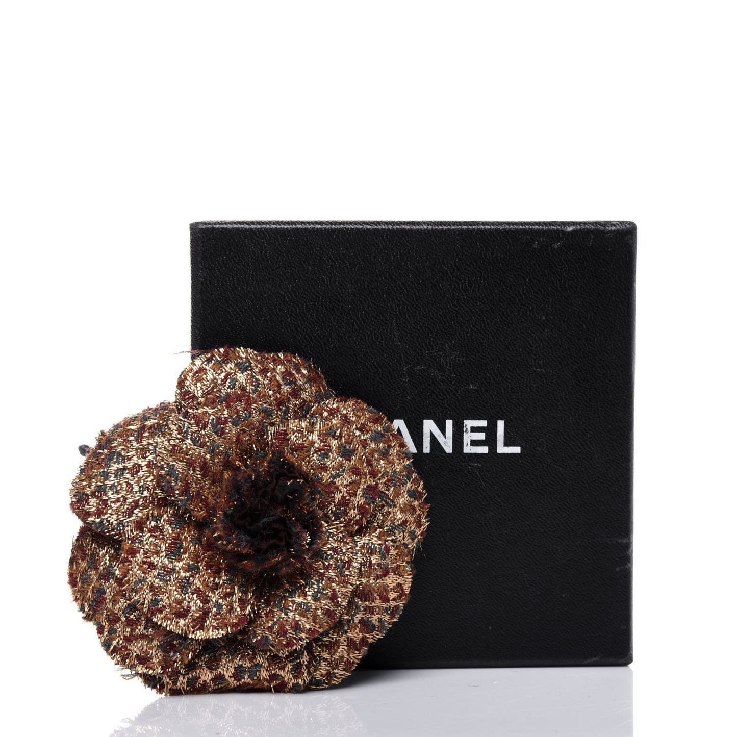 Tweed Camellia Brooch Brown
