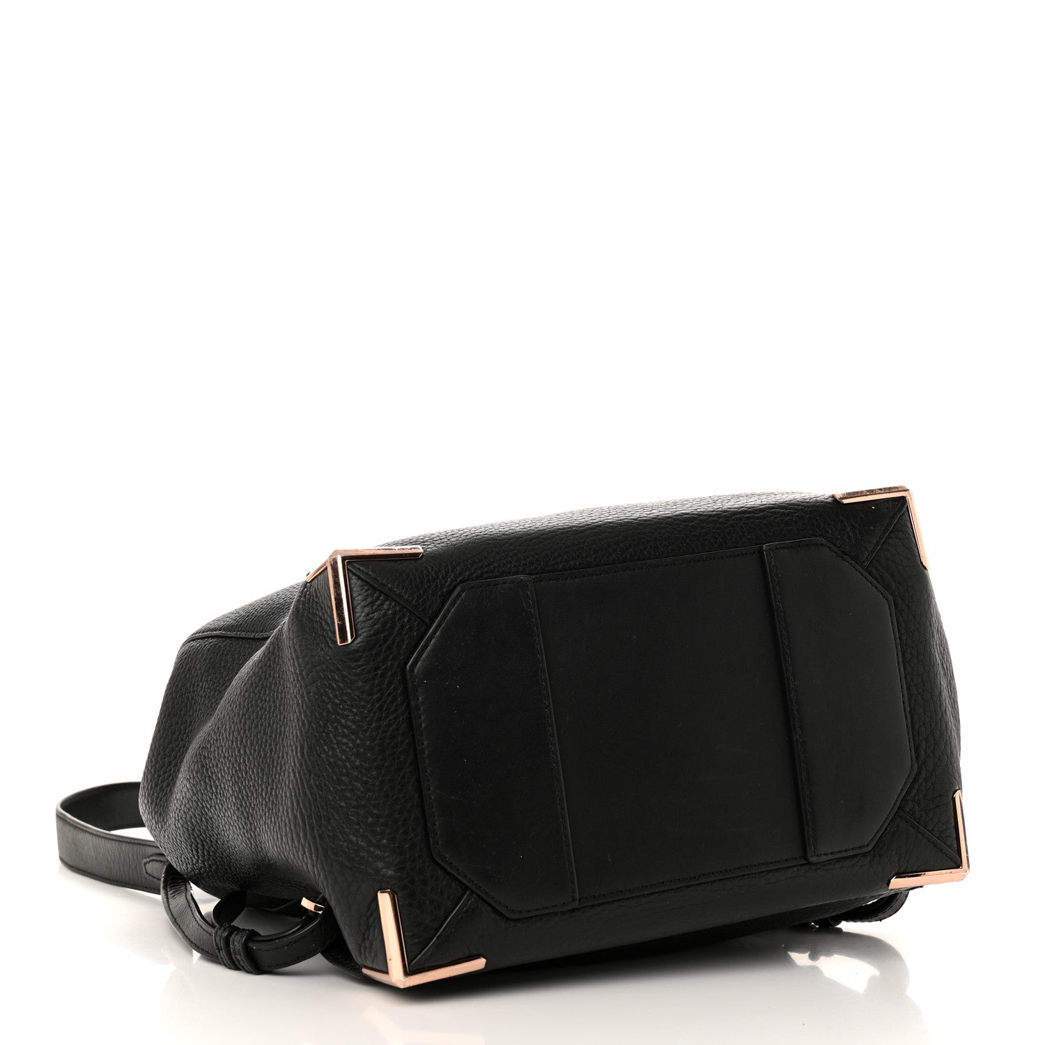 Alexander Wang Pebbled Calfskin Prisma Skeletal Backpack Black Rose Gold Hardware 4 of 17