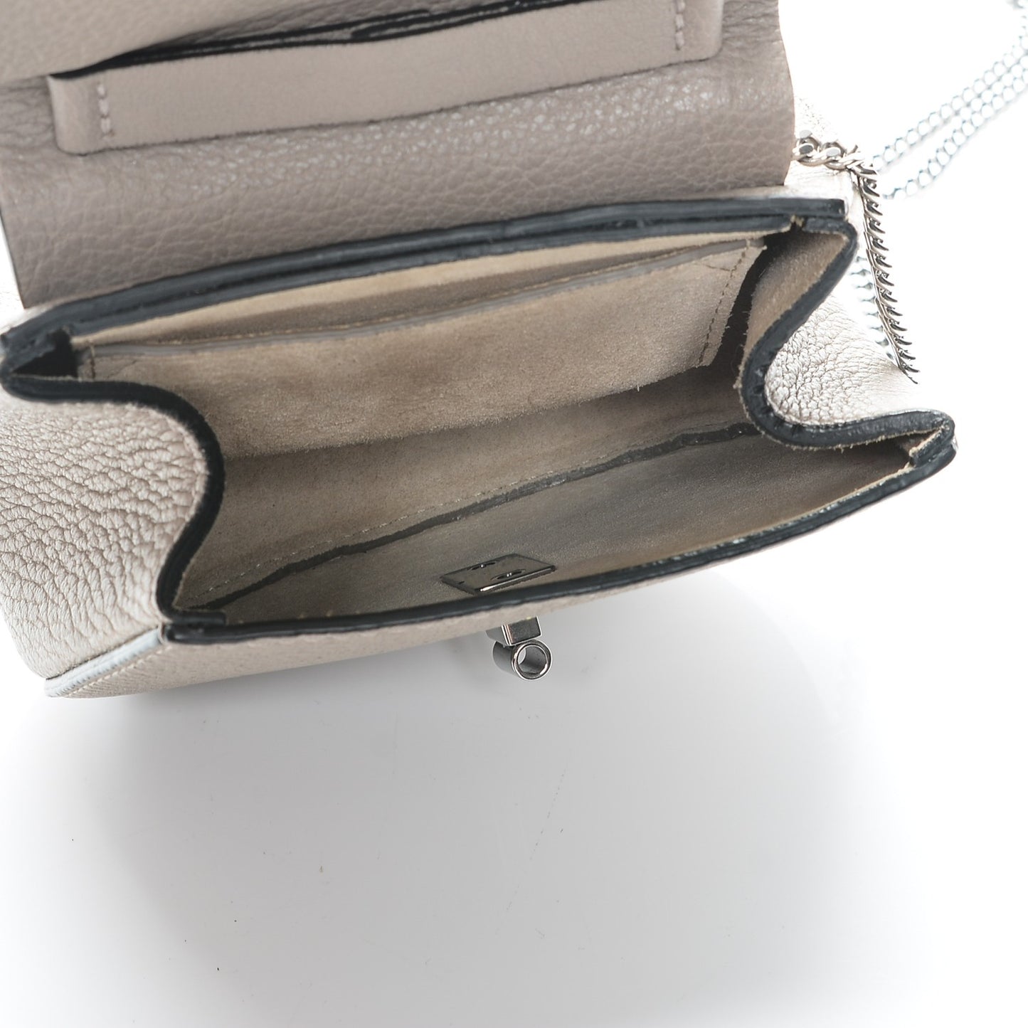 Grained Lambskin Nano Drew Shoulder Bag Motty Grey