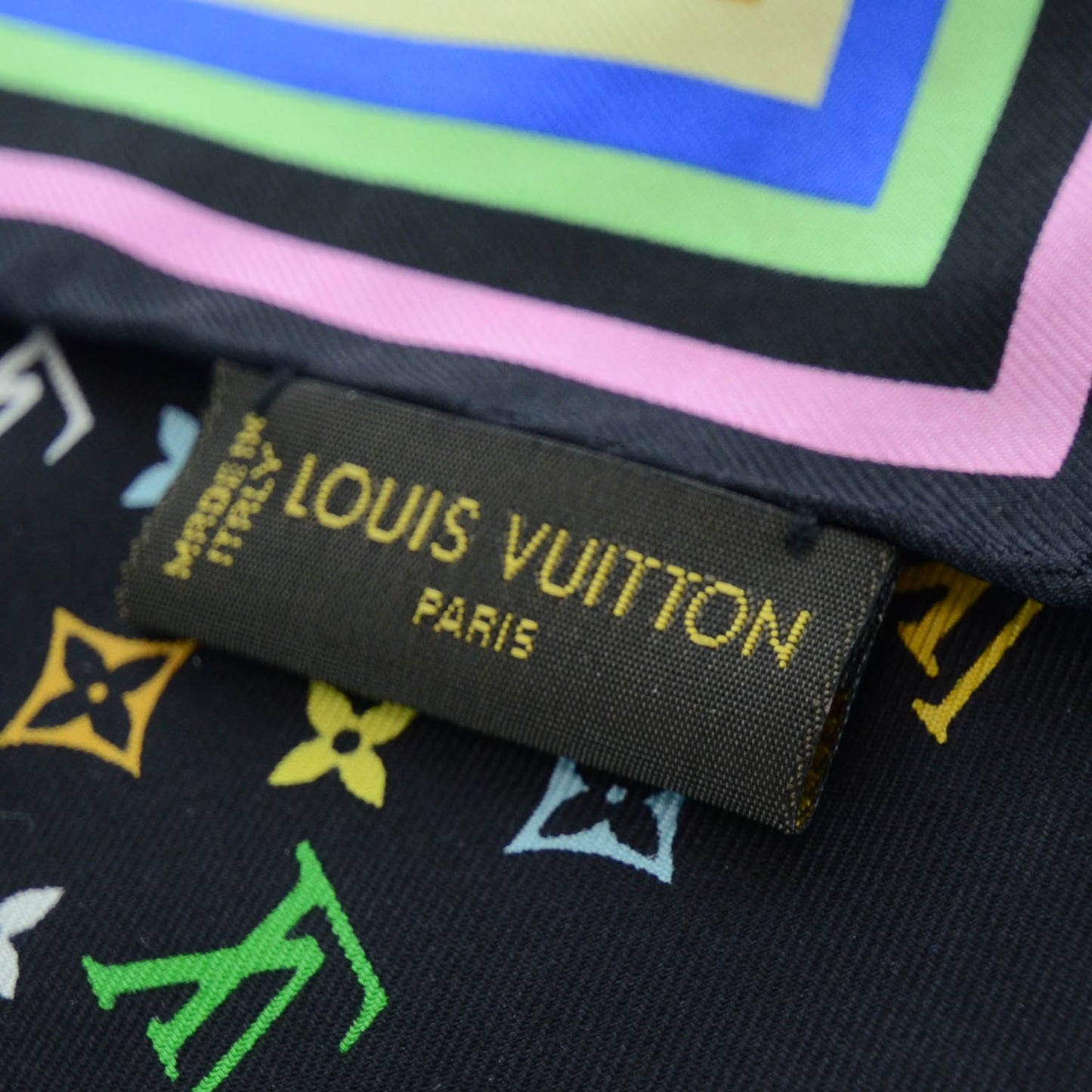 Silk Monogram Multicolor Square Scarf Black