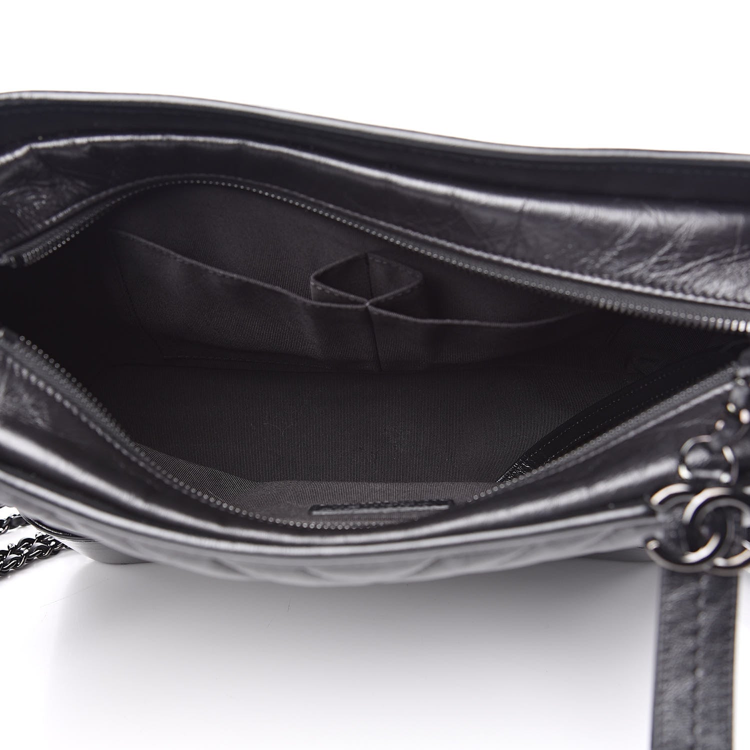 Chanel Aged Calfskin Chevron Quilted Medium Gabrielle Hobo So Black 5 of 13