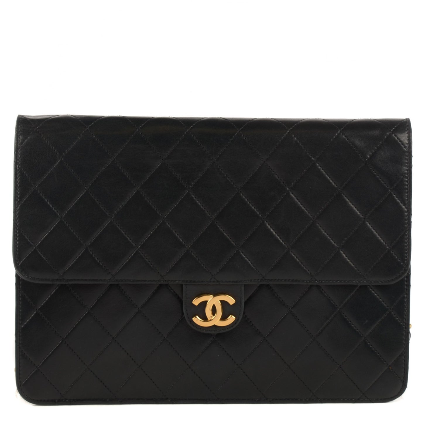 Lambskin Quilted Medium Single Flap Black