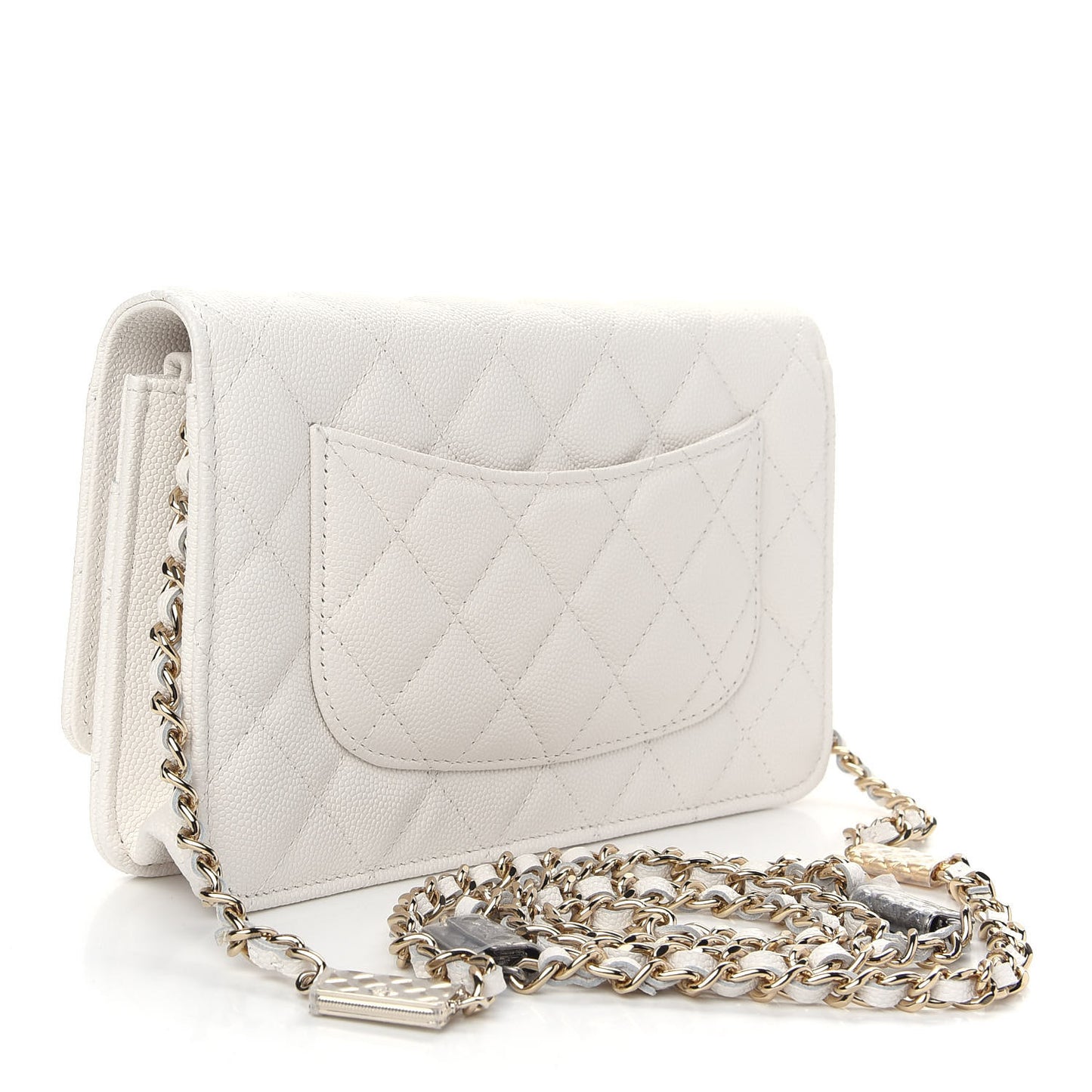 Caviar Quilted Wallet On Chain WOC White