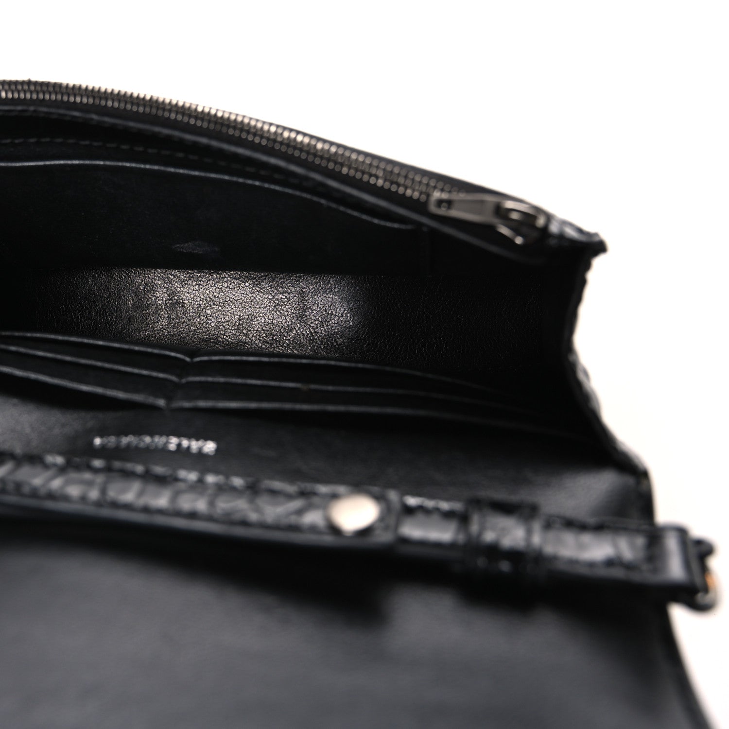 Balenciaga Shiny Calfskin Monochrome Crocodile Embossed Hourglass Chain Bag Black 5 of 10
