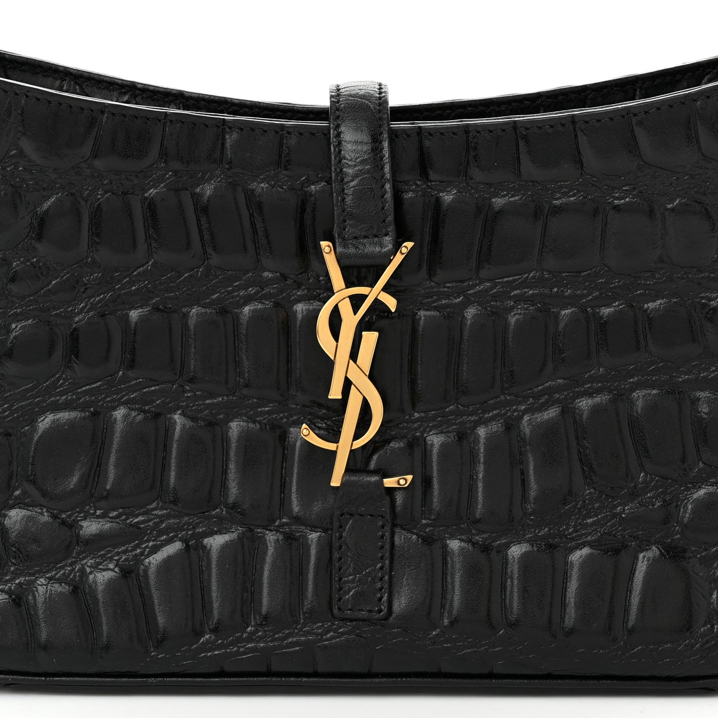 Calfskin Crocodile Embossed LE 5 A 7 Hobo Black