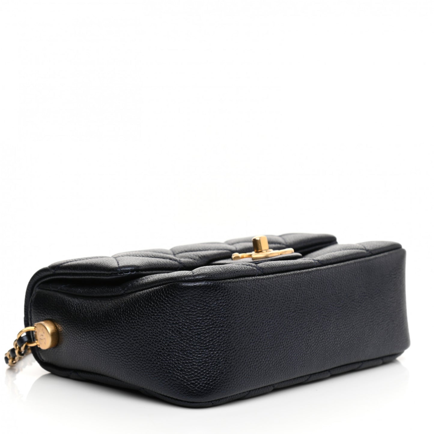 Iridescent Caviar Quilted Mini My Perfect Flap Dark Blue