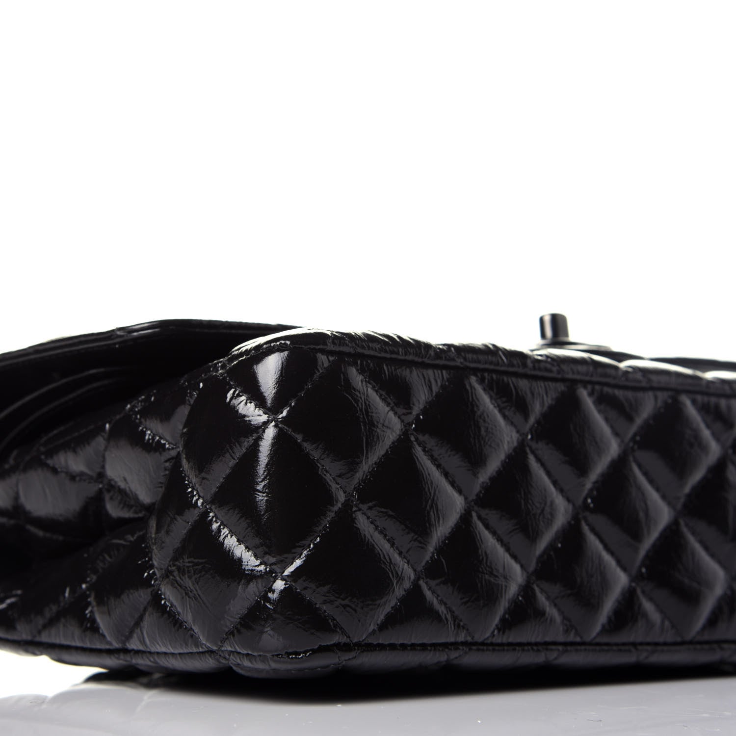 Chanel Shiny Crumpled Calfskin Quilted Medium Double Flap So Black 8 of 10
