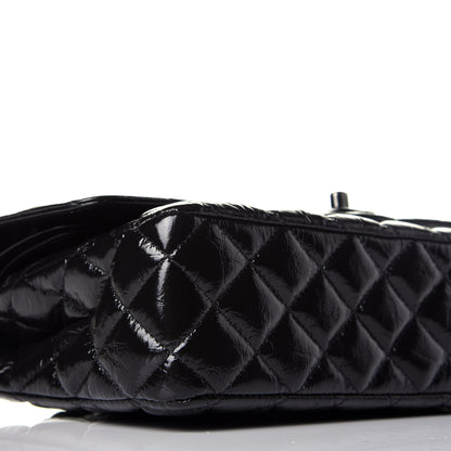 Chanel Shiny Crumpled Calfskin Quilted Medium Double Flap So Black 8 of 10