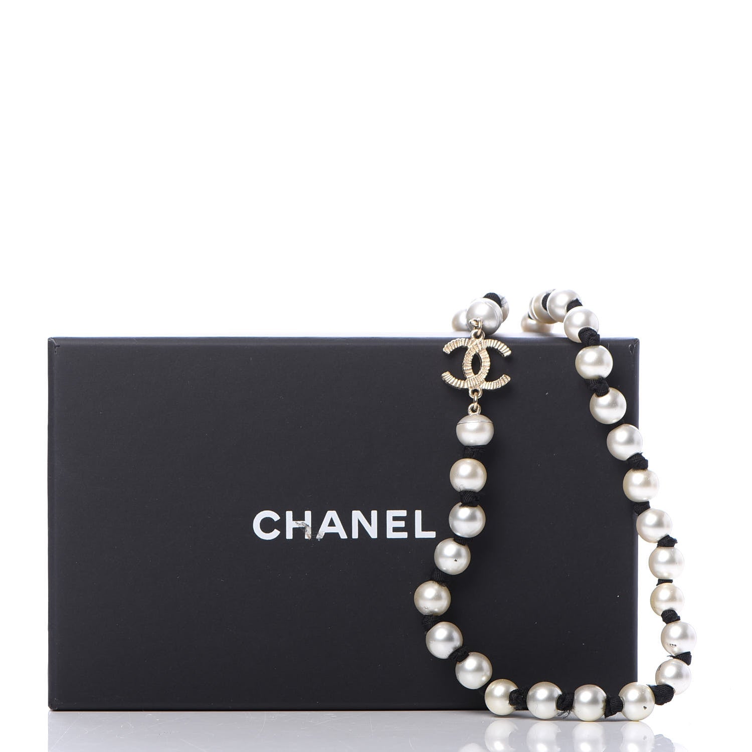 Chanel Pearl Grosgrain CC Long Necklace Gold 6 of 6