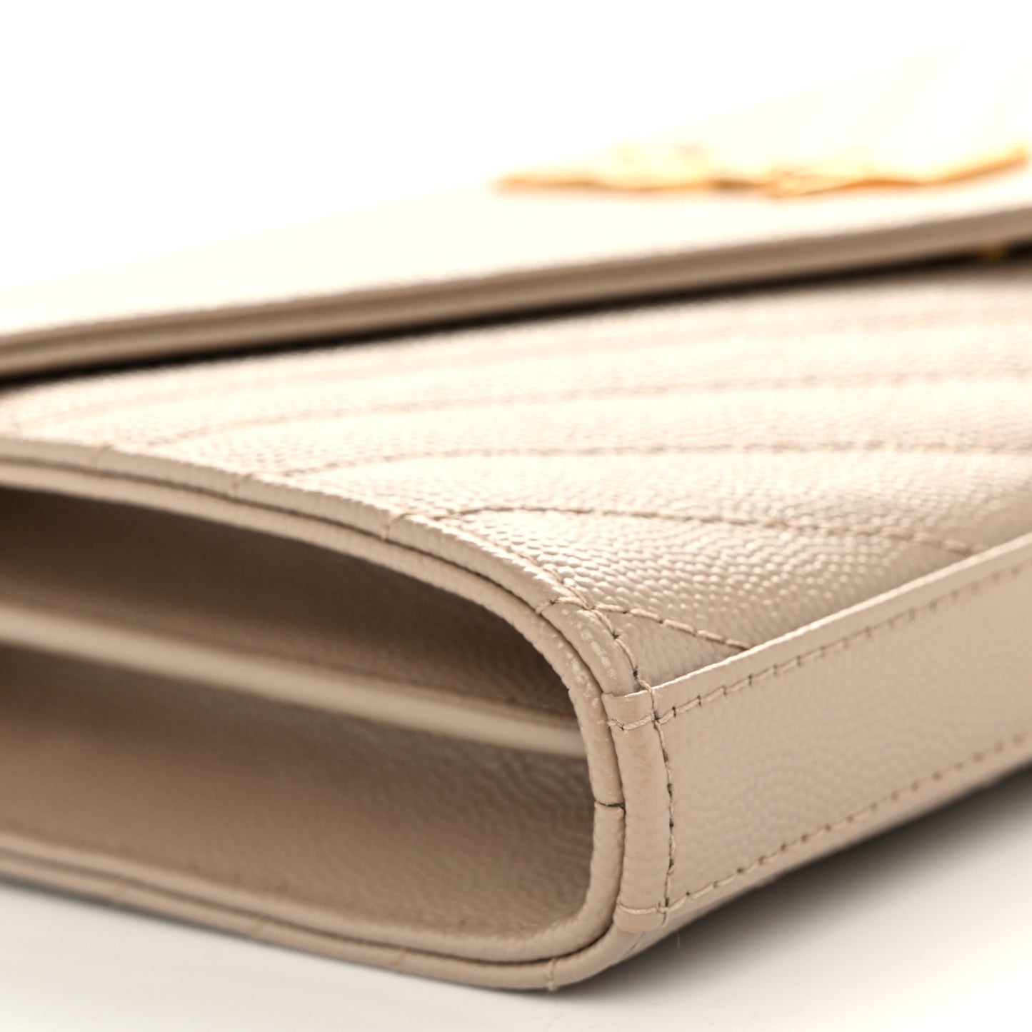 Grain De Poudre Matelasse Chevron Monogram Chain Wallet Dark Beige