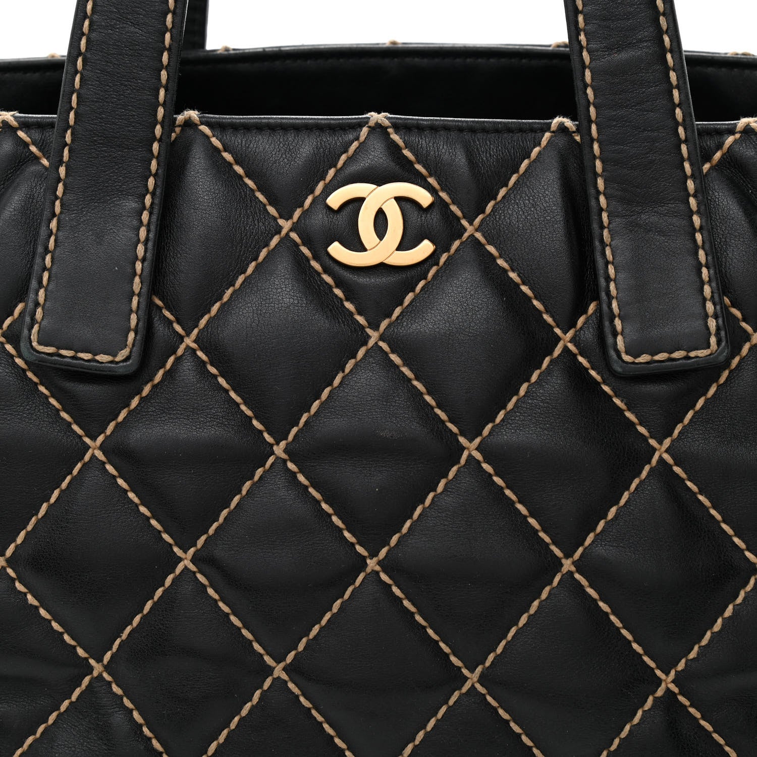 Chanel Calfskin Contrast Stitch Surpique Tote Black 8 of 13
