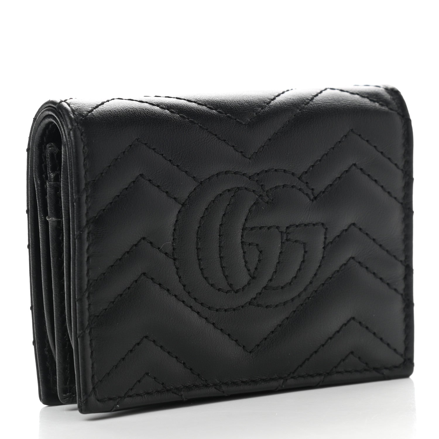Gucci Calfskin Matelasse GG Marmont Card Case Wallet Black 3 of 7