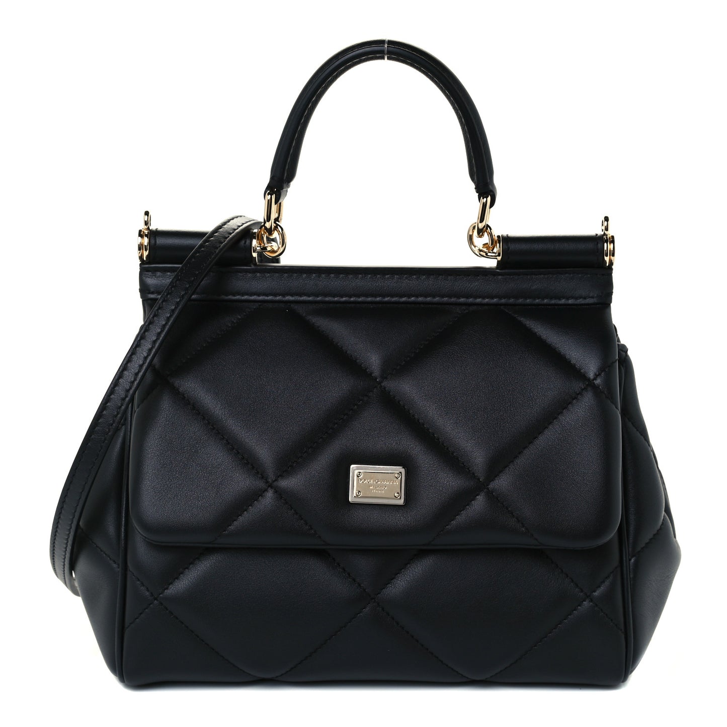 Calfskin Quilted Small Miss Sicily Satchel Black