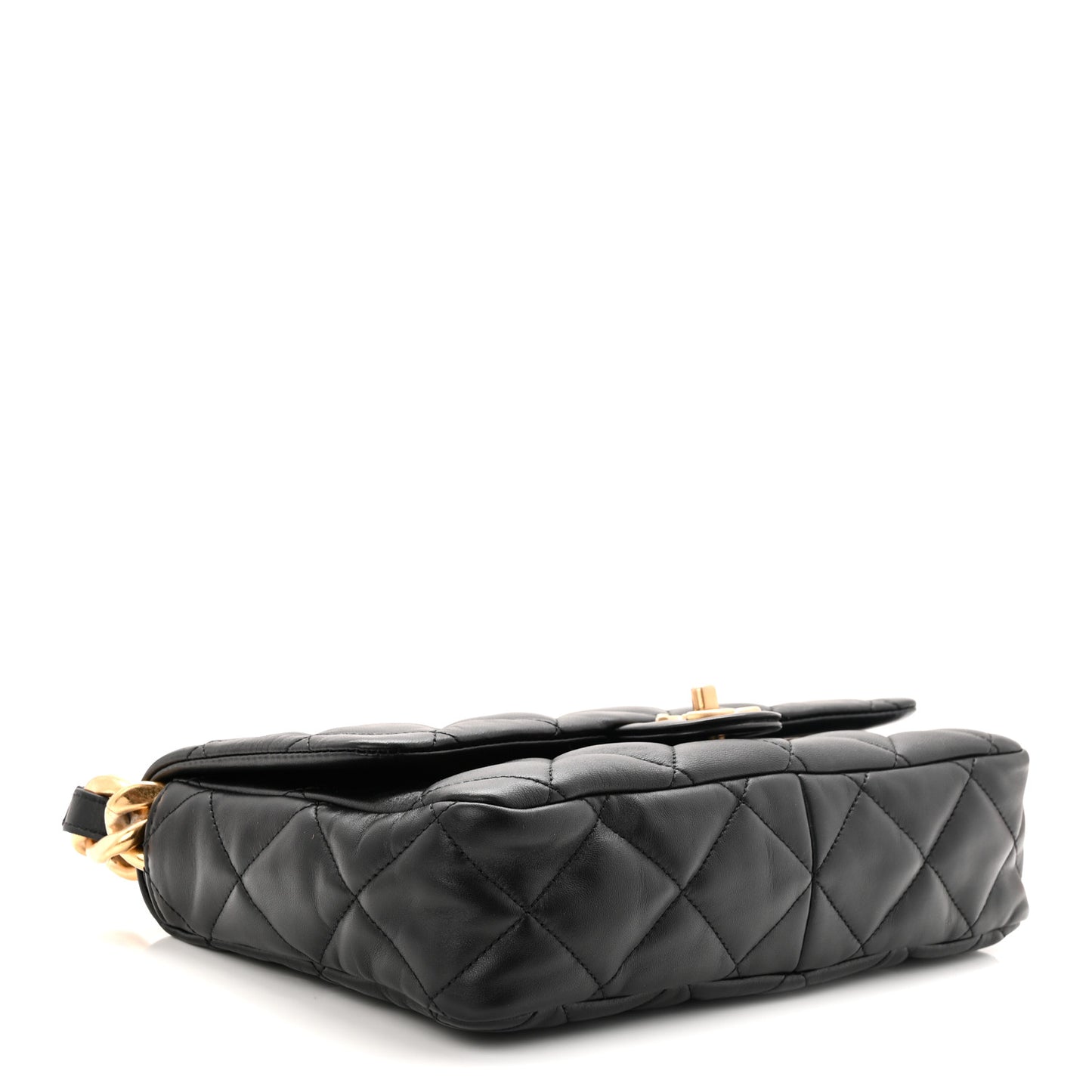 Lambskin Quilted Large CC Funky Town Flap Black