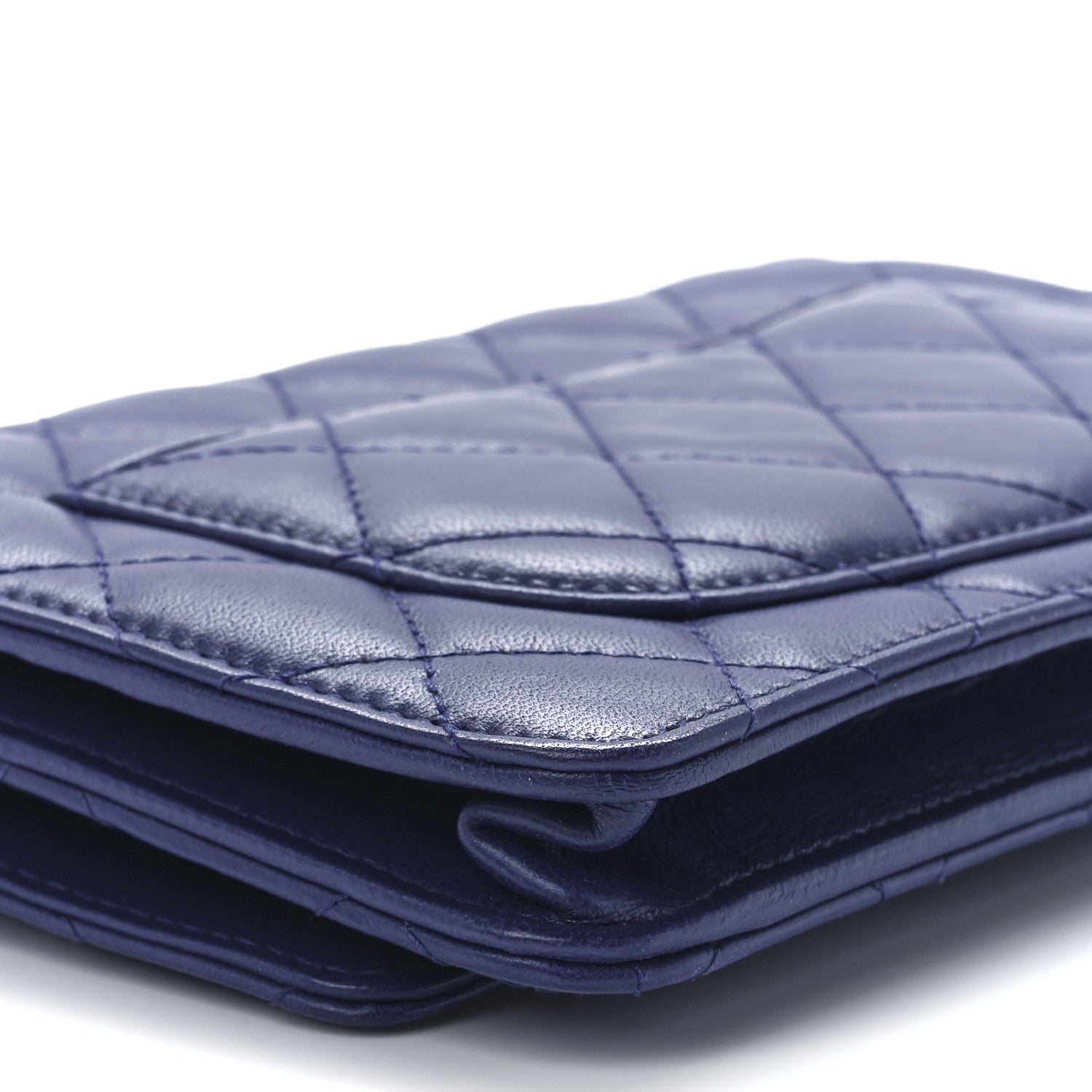 Chanel Lambskin Quilted Wallet On Chain WOC Blue 11 of 12