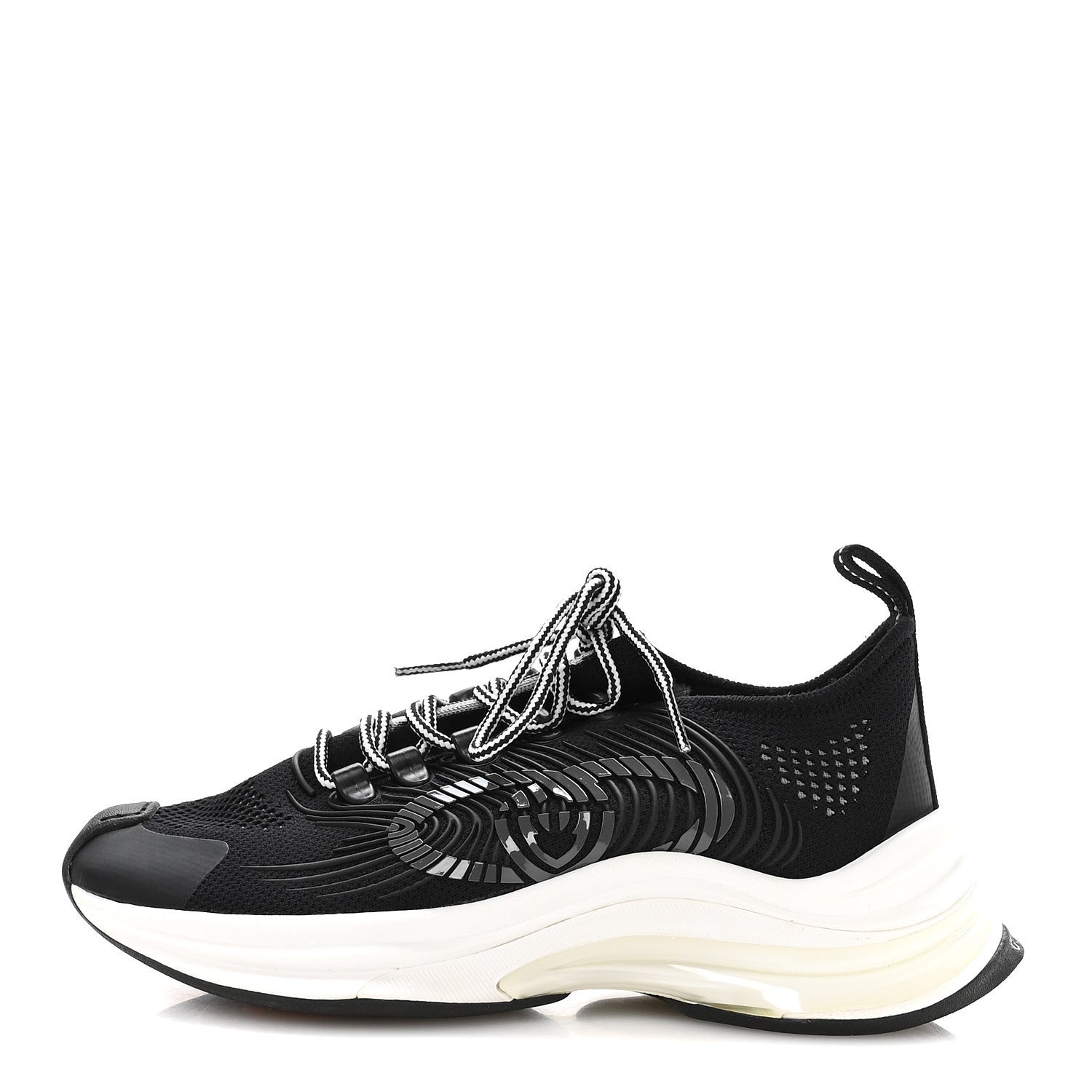 Gucci Technical Knit Fabric Waves Womens Gucci Run Sneakers 36 Black Loess 1 of 7