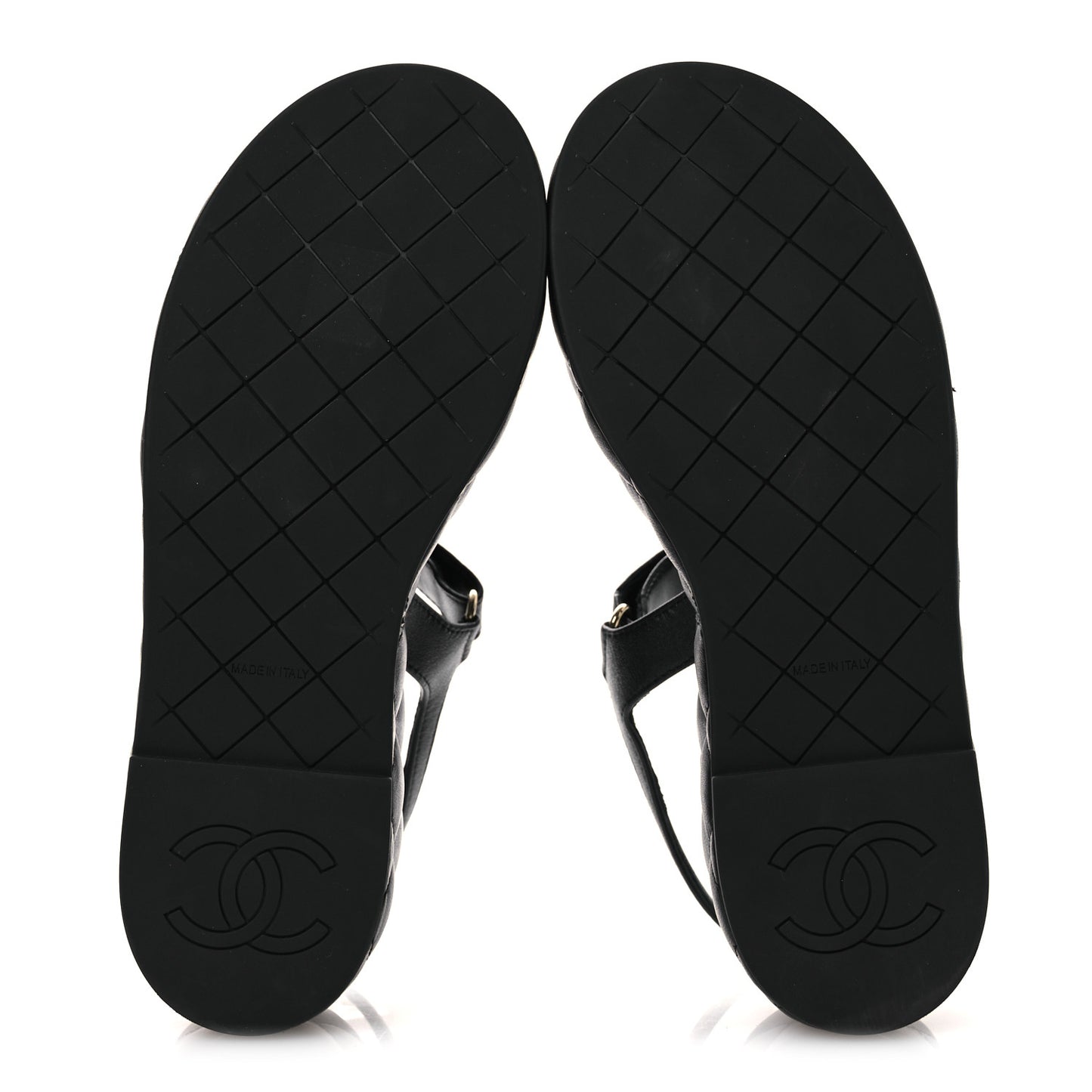 Lambskin Quilted Chain CC Platform Sandals 38 Black