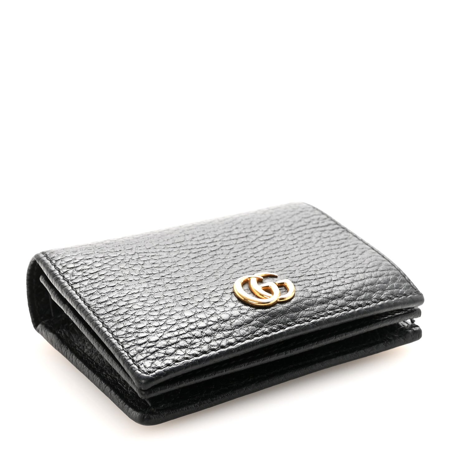 Pebbled Calfskin GG Marmont Card Case Black
