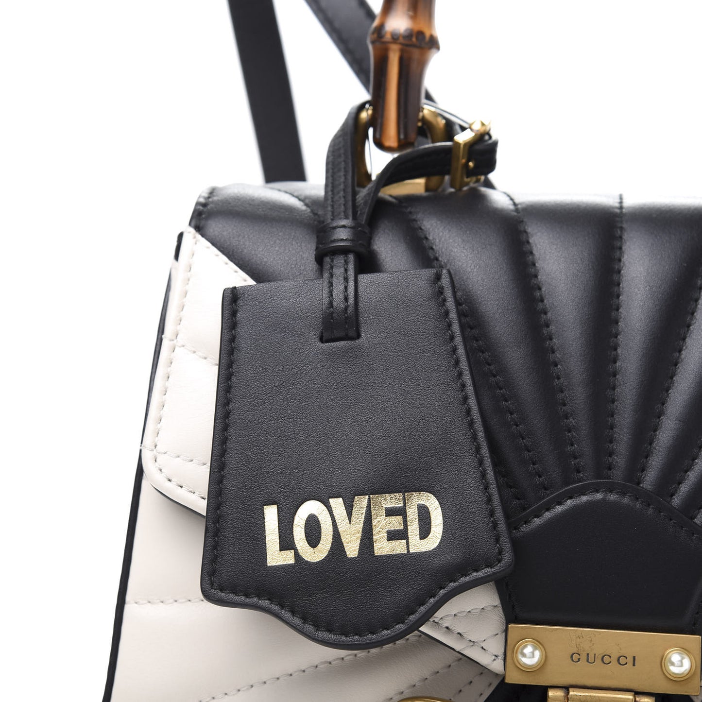 Calfskin Bamboo Trapuntata Queen Margaret Backpack Mystic White Black