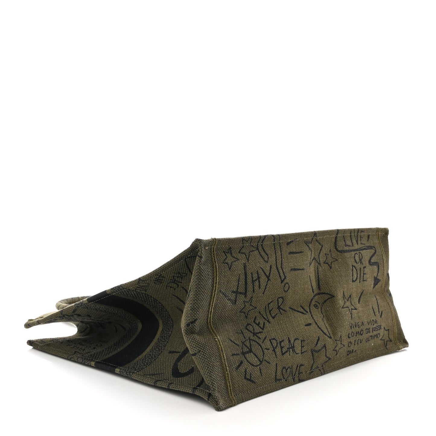 Canvas Embroidered Graffiti Book Tote Vert