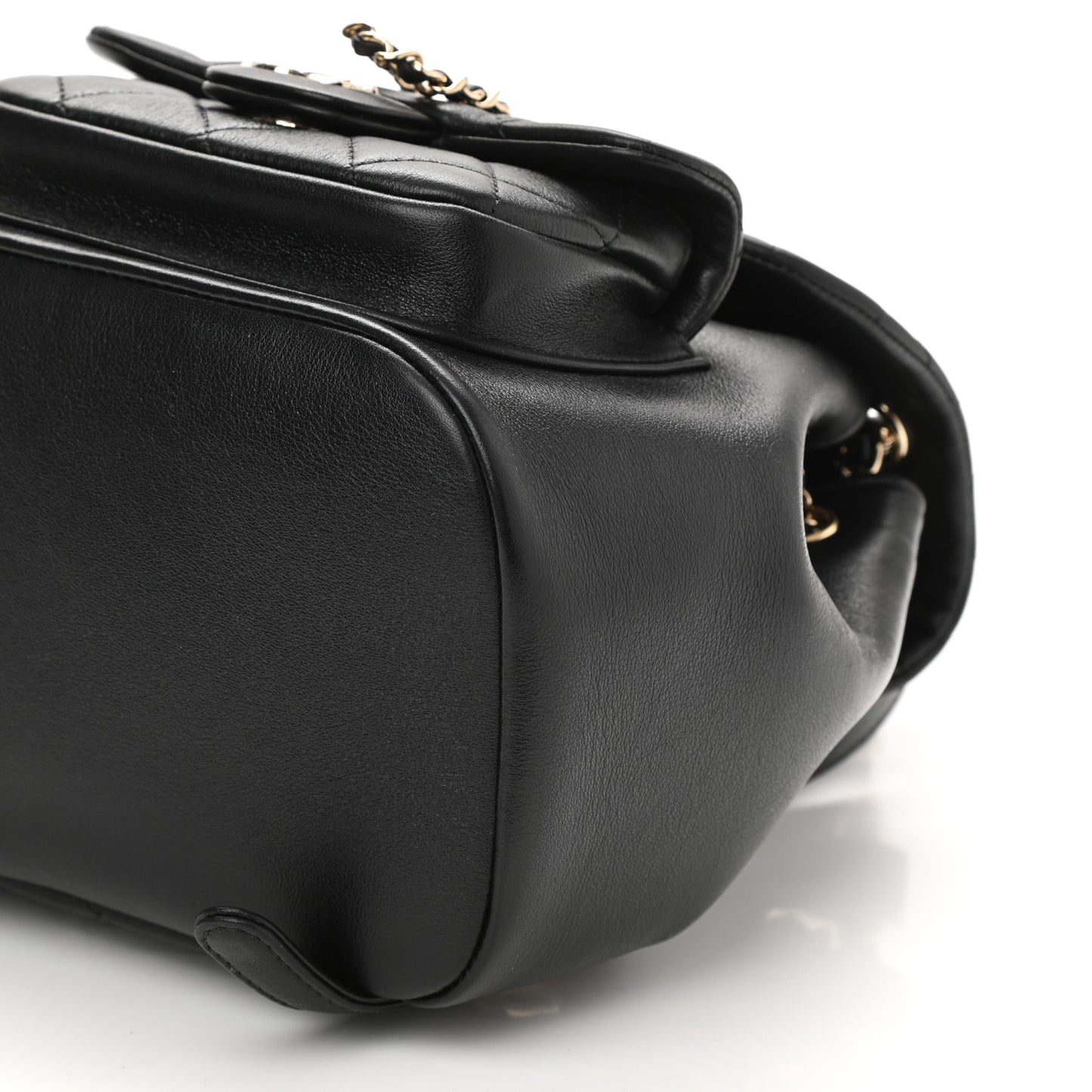 Lambskin Quilted Small Duma Drawstring Backpack Black