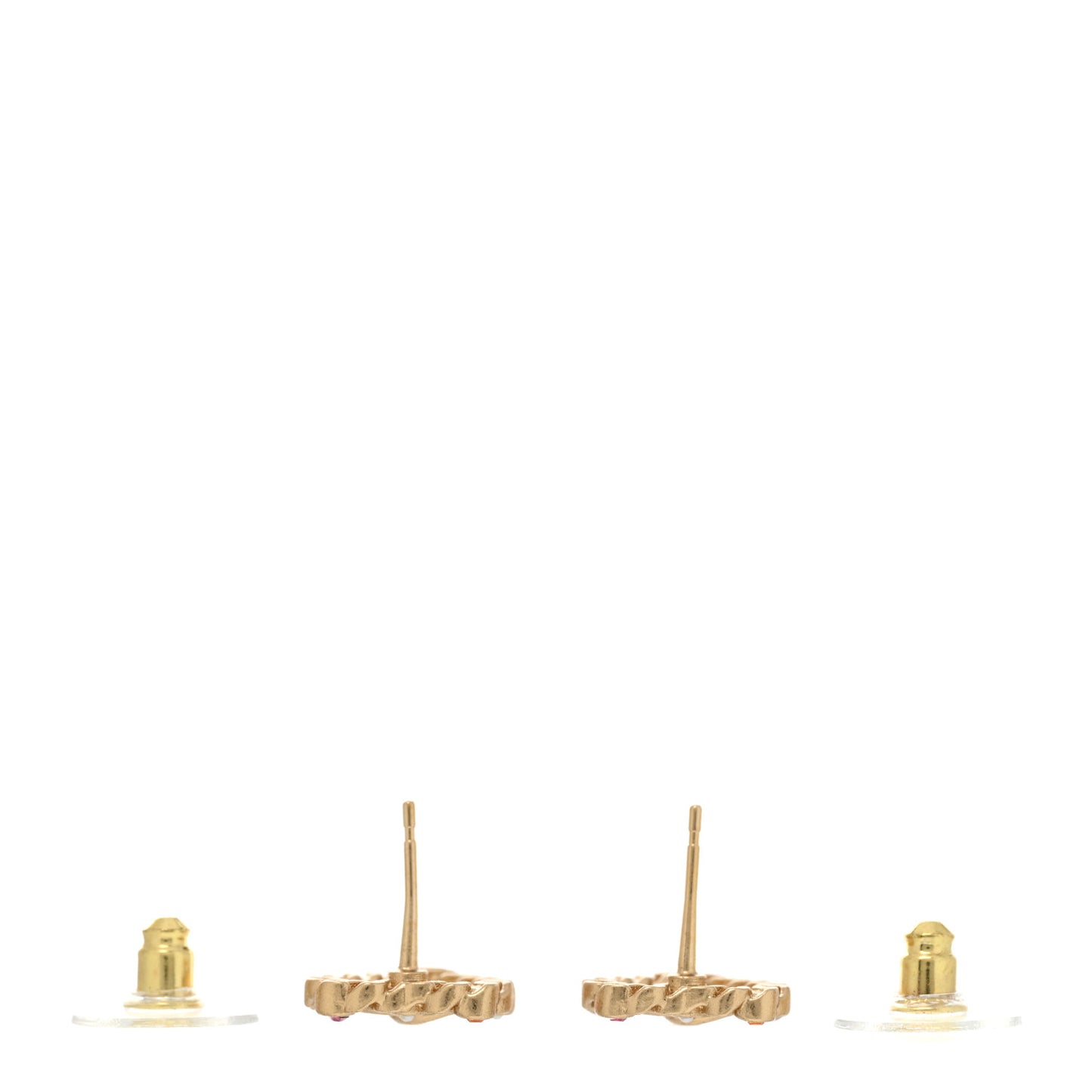 Pearl Crystal CC Heart Earrings Gold Multicolor