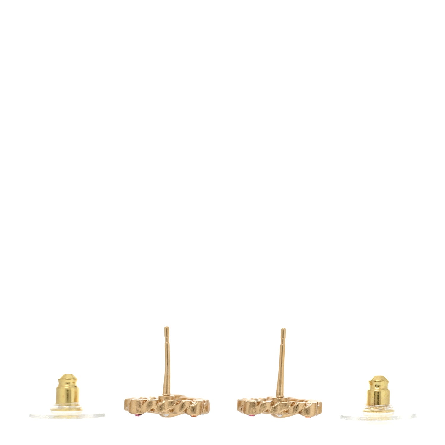 Chanel Pearl Crystal CC Heart Earrings Gold Multicolor 3 of 5