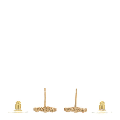 Chanel Pearl Crystal CC Heart Earrings Gold Multicolor 3 of 5