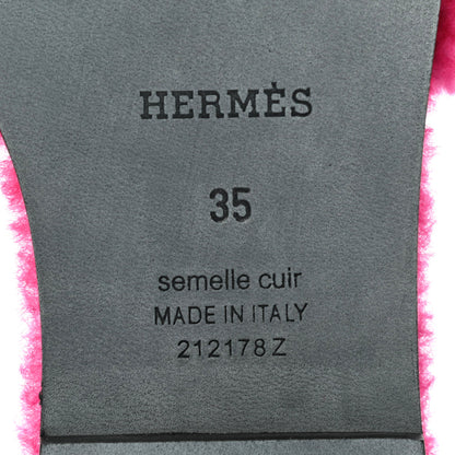 Hermes Woolskin Oran Sandals 35 Rose Fuchsia 6 of 7