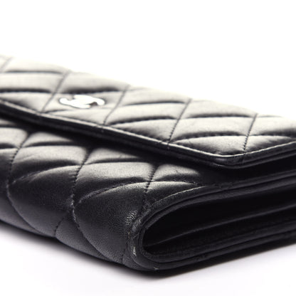 Chanel Lambskin Quilted Large Gusset Flap Wallet Black 9 of 12