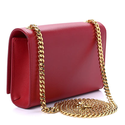Saint Laurent Grain De Poudre Small Monogram Kate Satchel Red 3 of 12
