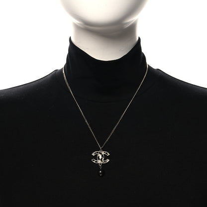 Chanel Ruthenium Crytsal CC Bead Drop Necklace Black 6 of 6