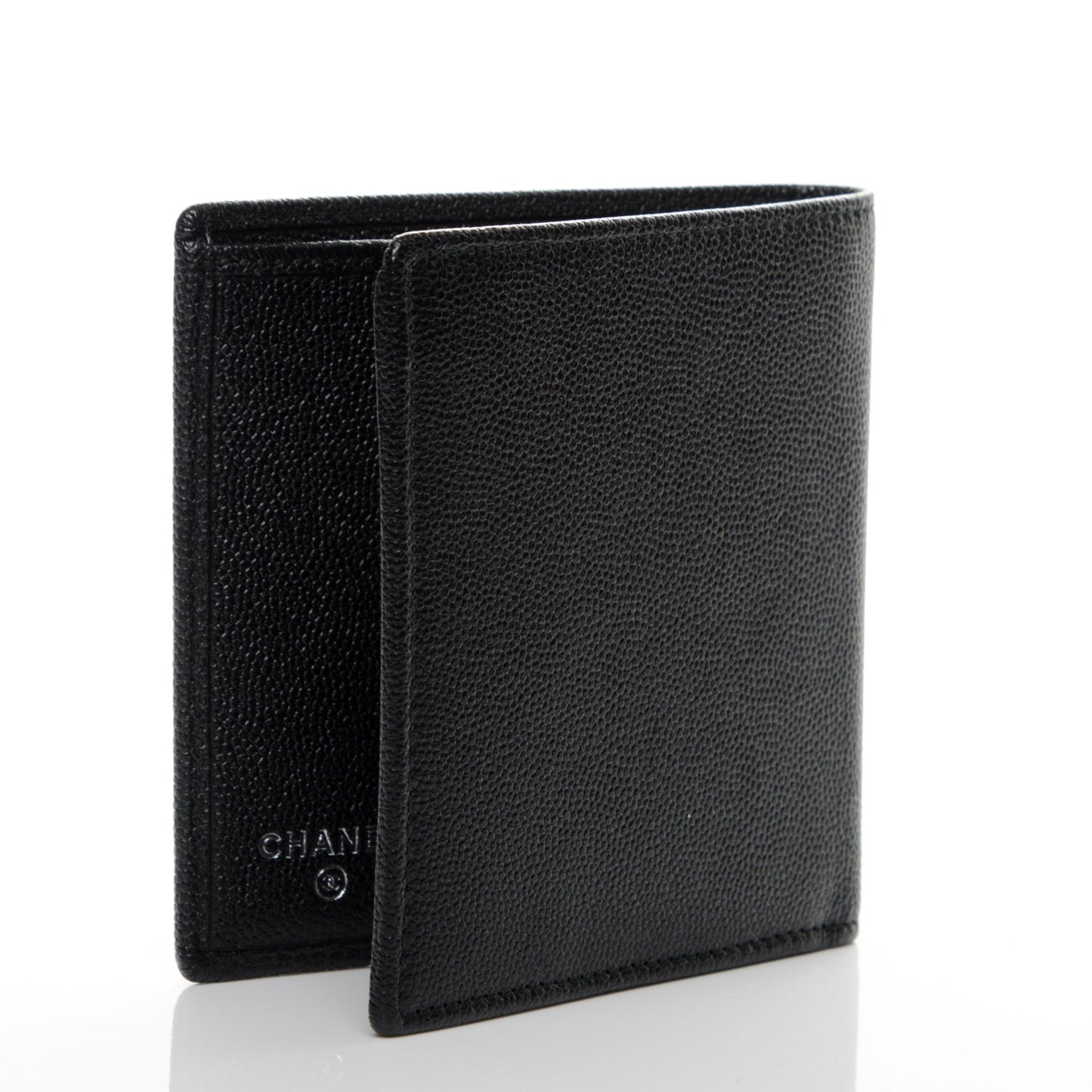 Grained Calfskin CC Bi-Fold Wallet Black