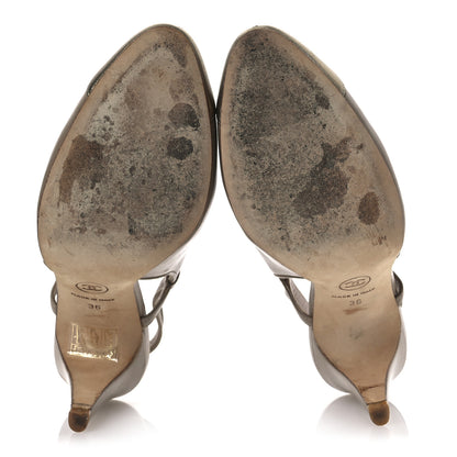 Chanel Metallic Lambskin Cap Toe CC Slingback Heels 36 Beige Gold 7 of 17