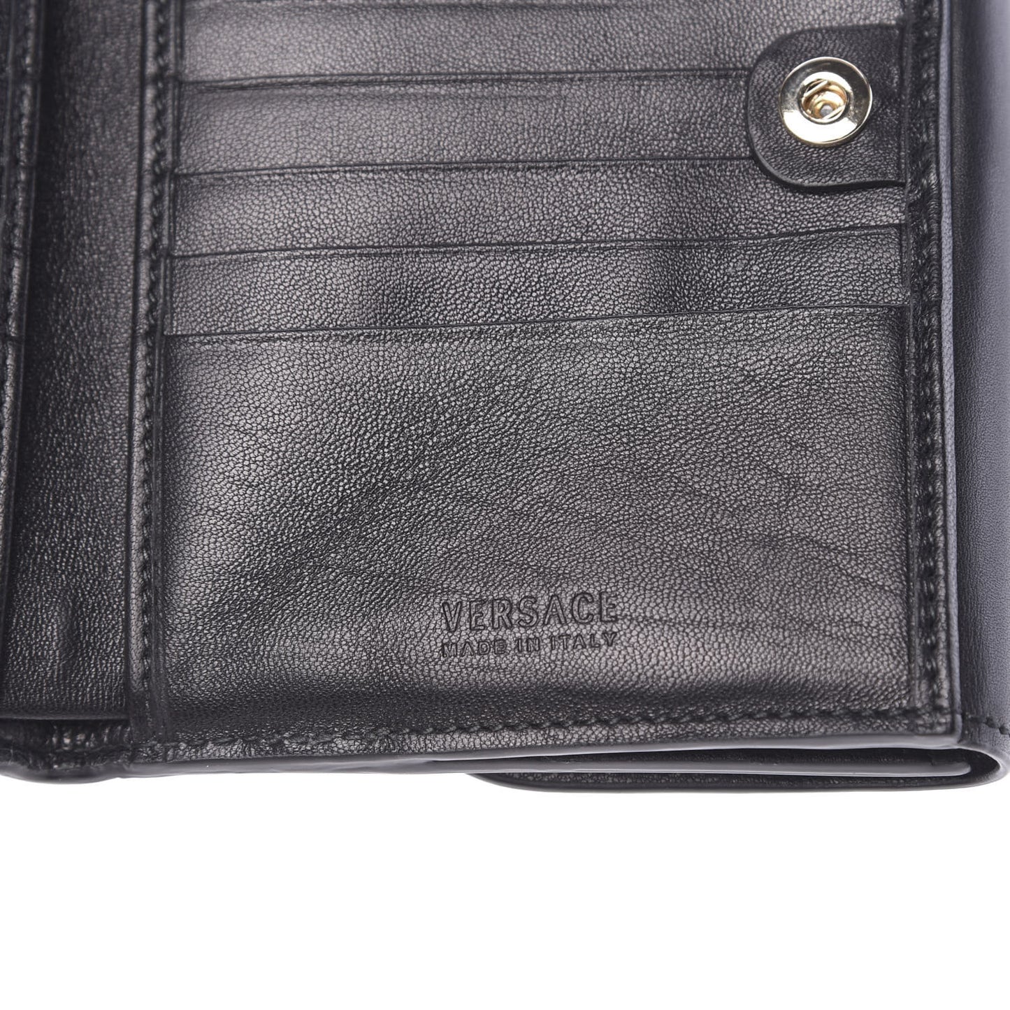 Calfskin Medusa Compact Wallet Black