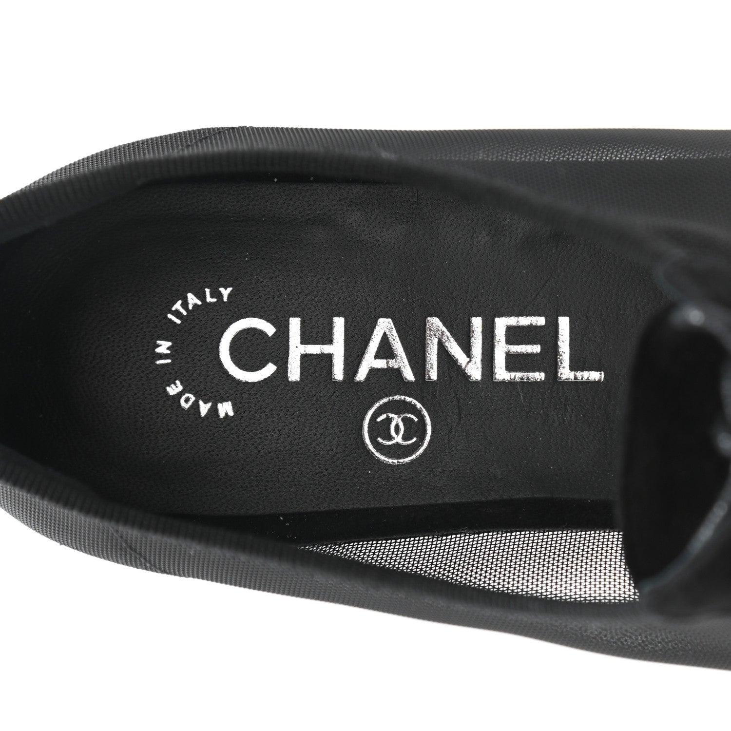 Chanel Calfskin Mesh Cap Toe CC Lace Up Oxford 39 Black 7 of 10