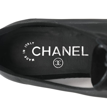 Chanel Calfskin Mesh Cap Toe CC Lace Up Oxford 39 Black 7 of 10