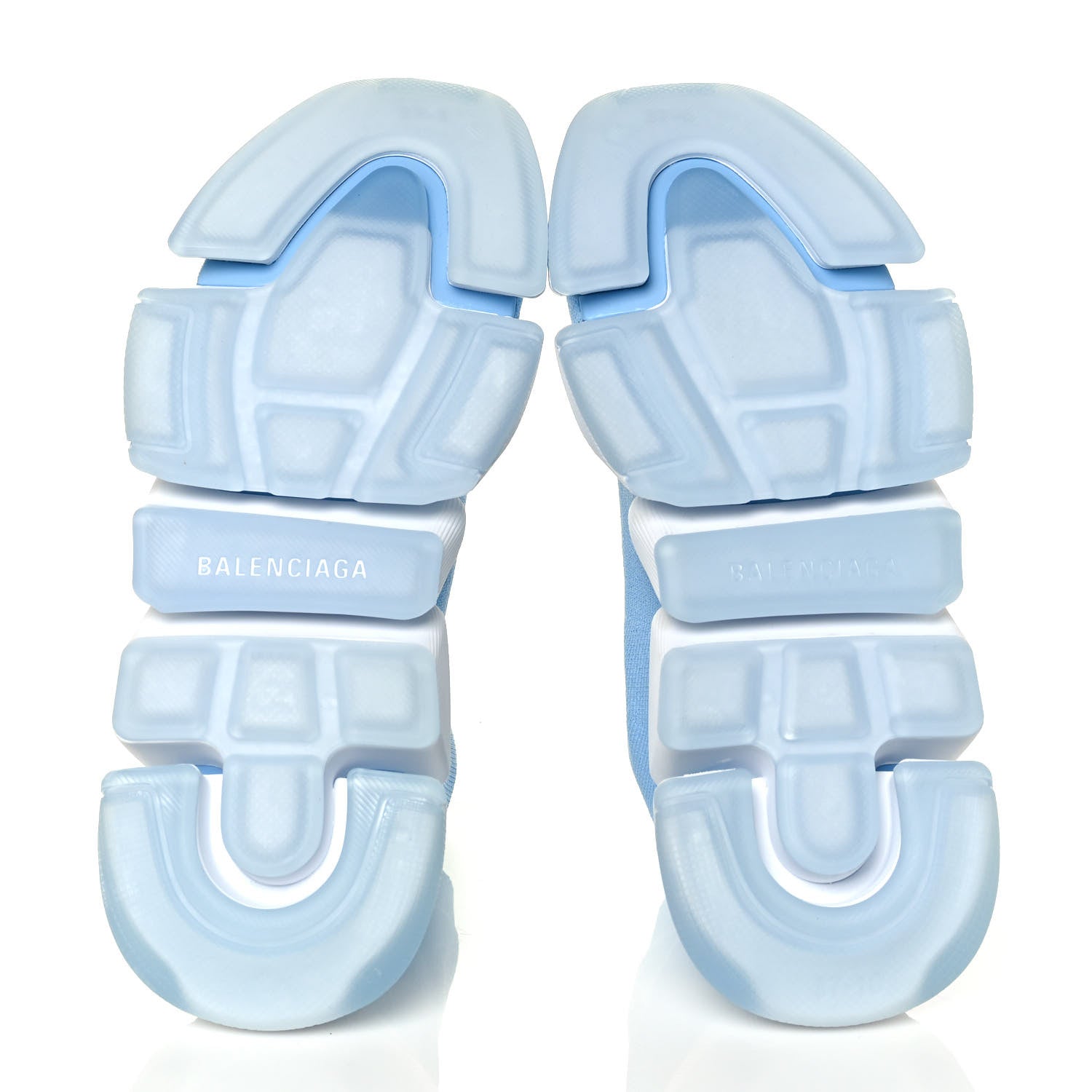 Balenciaga Technical 3D Recycled Knit Bi-Color Womens Speed 2.0 Transparent Sole Sneakers 37 Blue White Transparent Blue 5 of 8