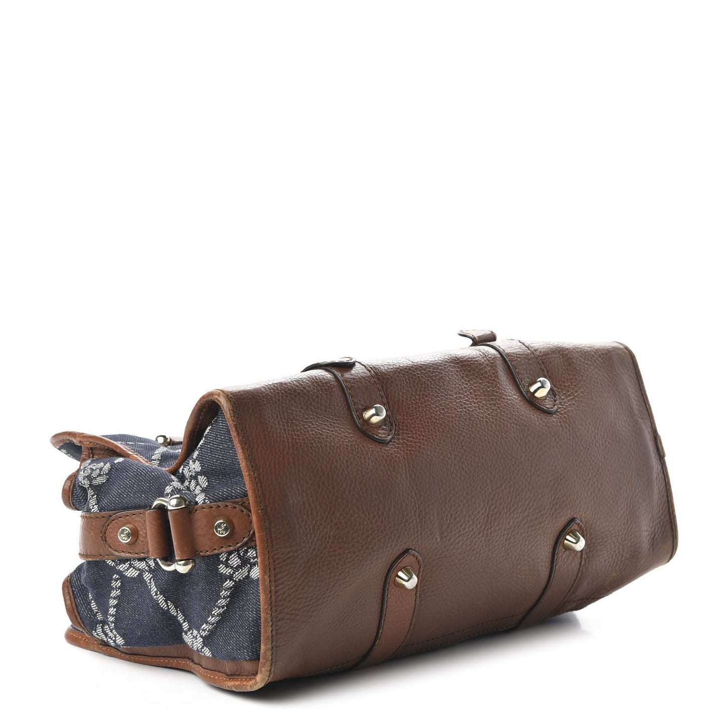 Calfskin Denim Rope Print Bag Blue