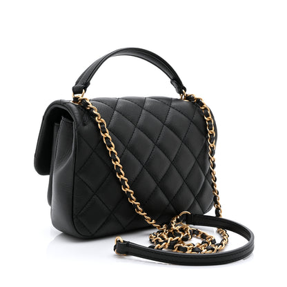 Chanel Calfskin Quilted Top Handle Flap Black 3 of 10