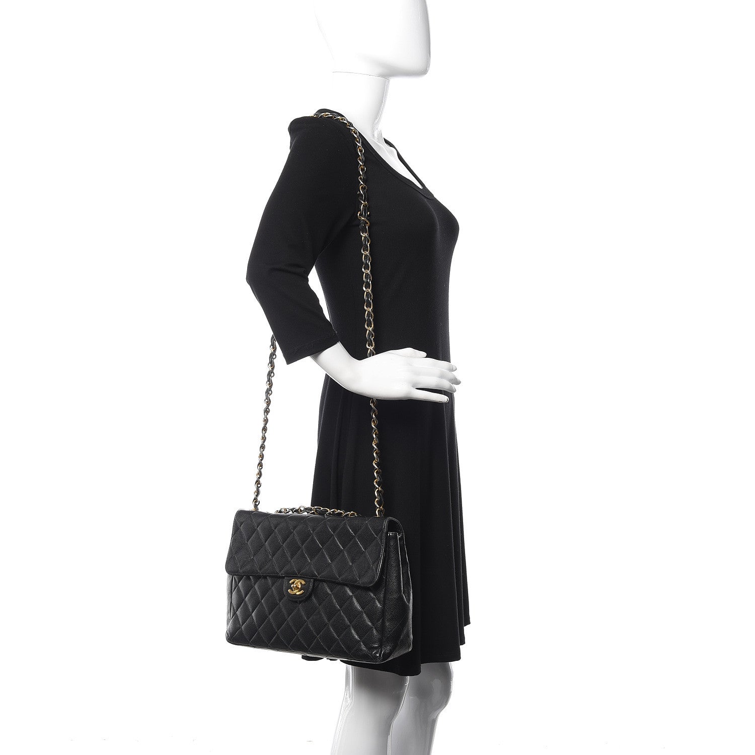 Chanel Caviar Quilted Jumbo Single Flap Black 2 of 21