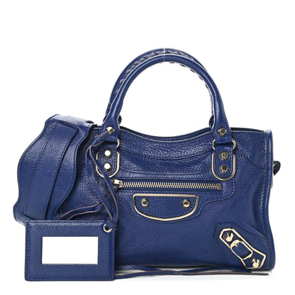 Balenciaga Chevre Gold Metallic Edge Hardware Mini City Bleu Roi 1 of 8