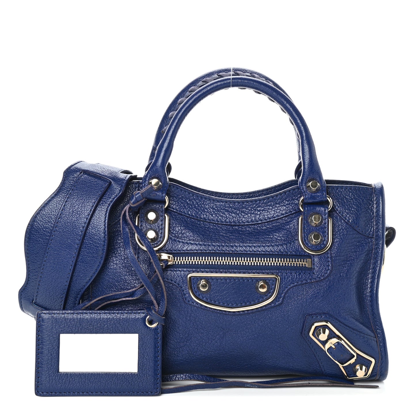 Chevre Gold Metallic Edge Hardware Mini City Bleu Roi