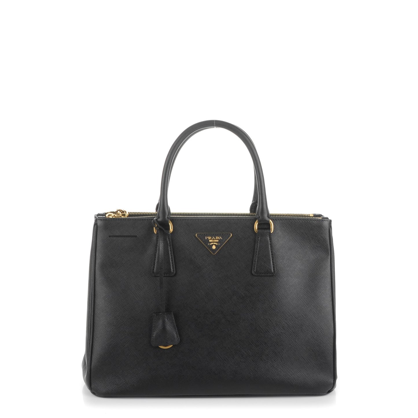 Saffiano Medium Galleria Double Zip Tote Black