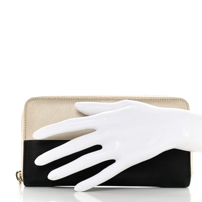Chanel Caviar Iridescent Calfskin Long Duo Zip Around Wallet Light Gold Black 2 of 13