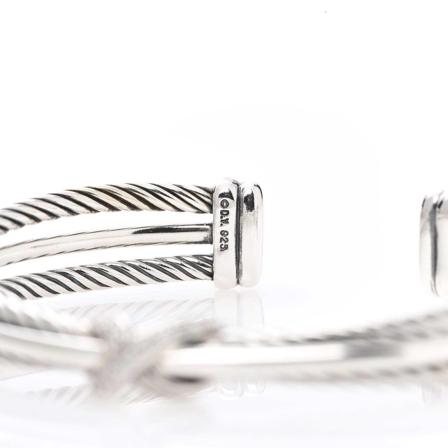 David Yurman Sterling Silver Diamond 7mm Crossover X Bracelet 4 of 4