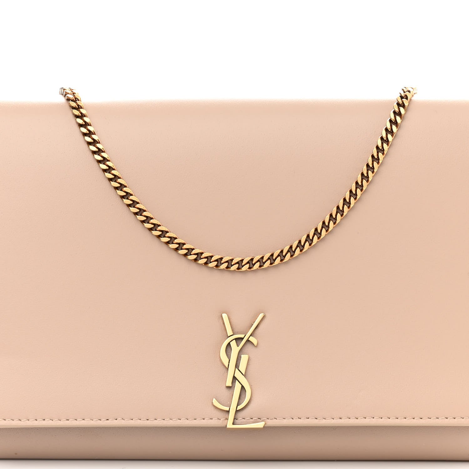 Saint Laurent Glossy Calfskin Monogram Chain Wallet Dark Beige 12 of 14