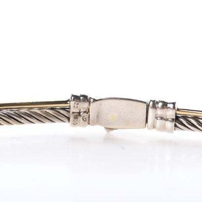 David Yurman Sterling Silver 18K Yellow Gold Crossover Cable Choker Necklace 4 of 4