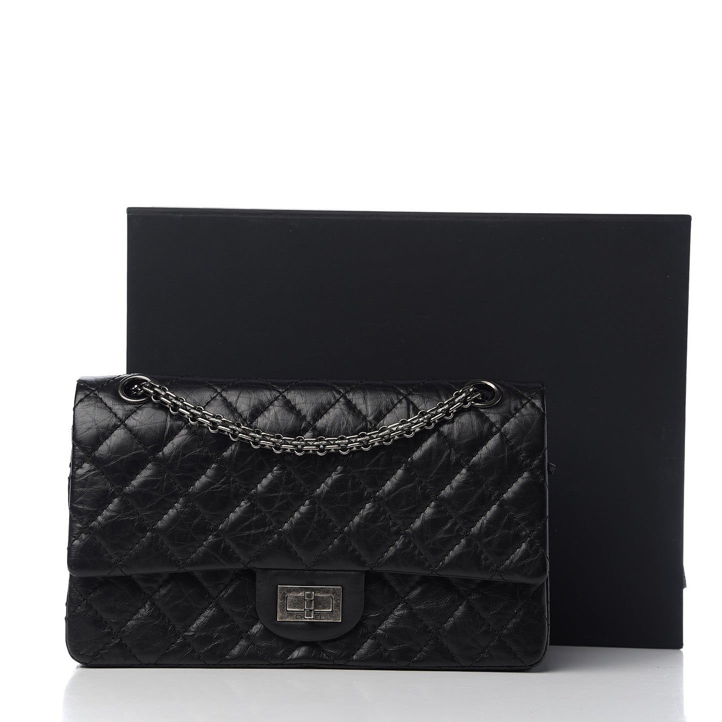 Aged Calfskin Quilted 2.55 Reissue 225 Flap Black
