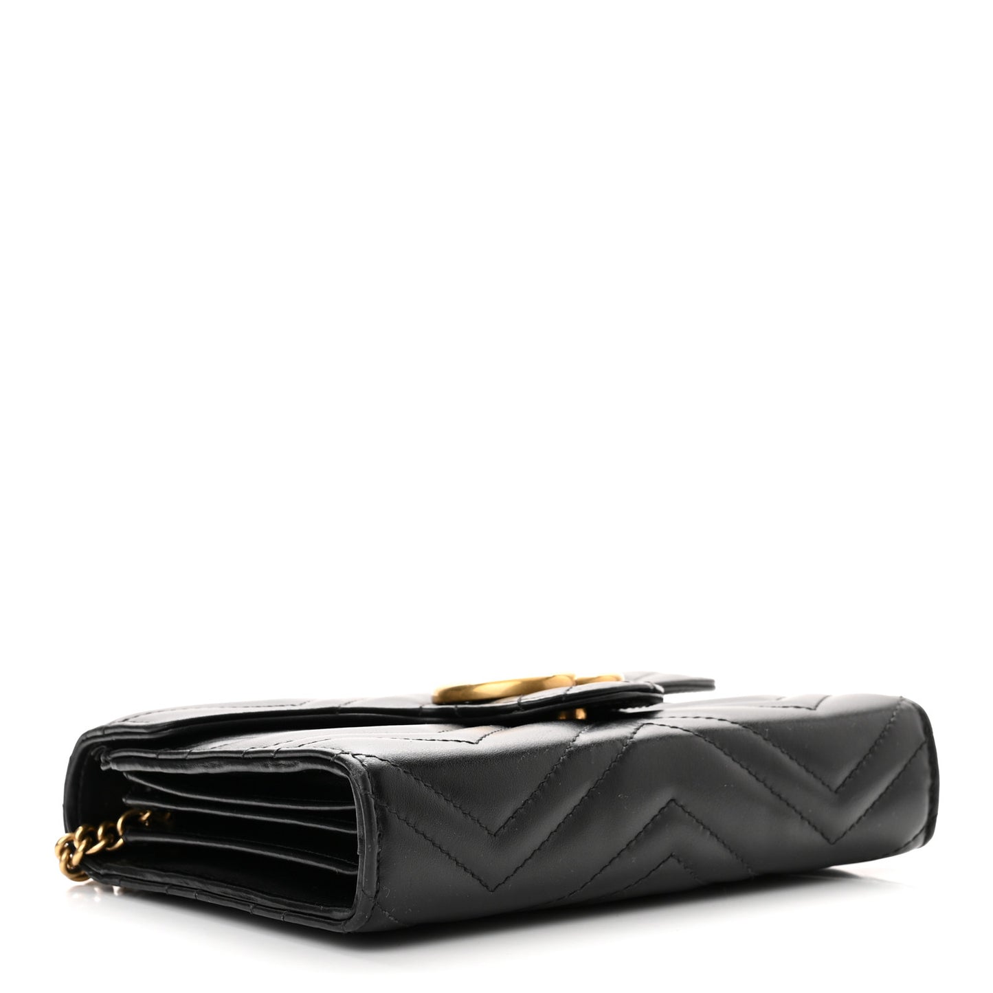 Calfskin Matelasse GG Marmont Chain Wallet Black